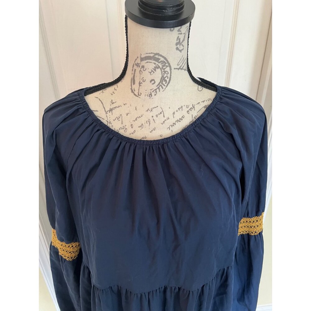 Elizabeth And James Embroidered Boho Dress Navy Blue Women's Large - Picture 4 of 10